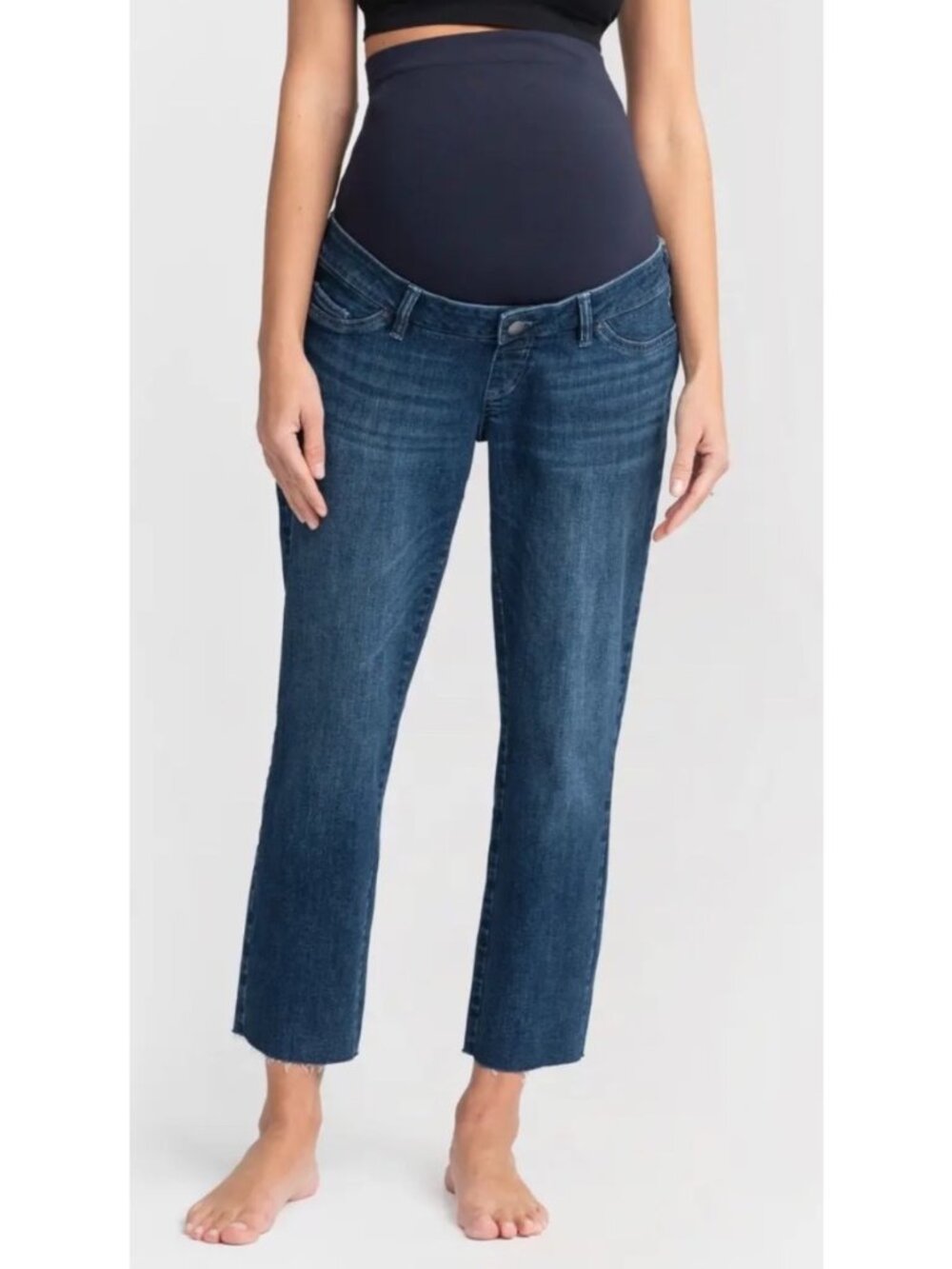 Seraphine Over Bump Maternity Jeans Tapered Dark Wash Denim Stretch Waistband Si